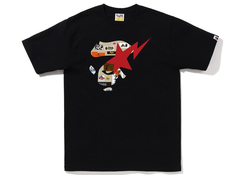 BAPE Multi Label Ape Face Tee Black