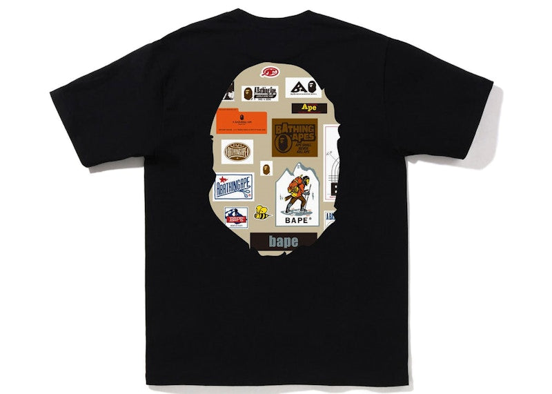 BAPE Multi Label Big Ape Head Tee Black