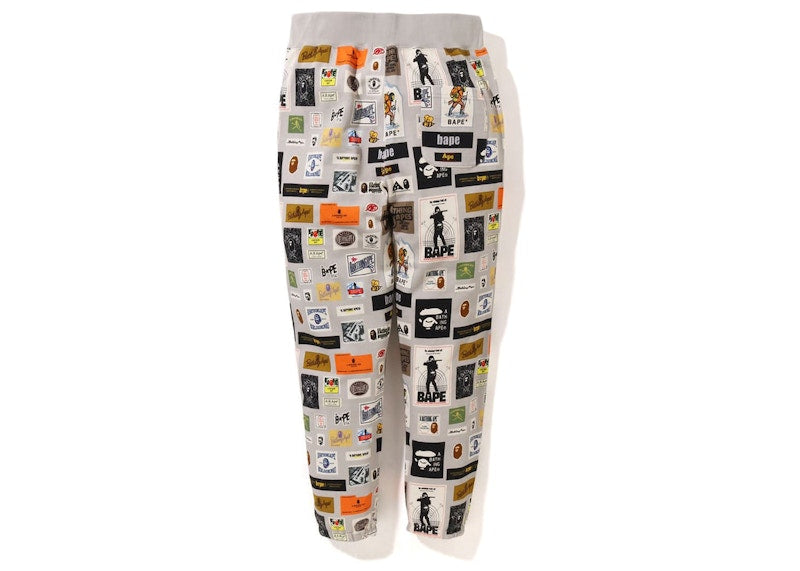 BAPE Multi Label Sweatpants Beige
