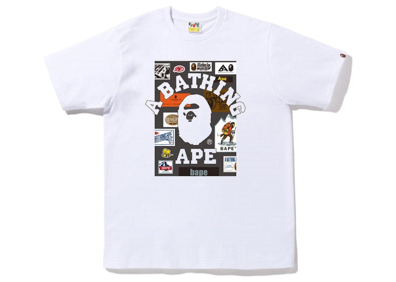 BAPE Multi Label on College Tee White