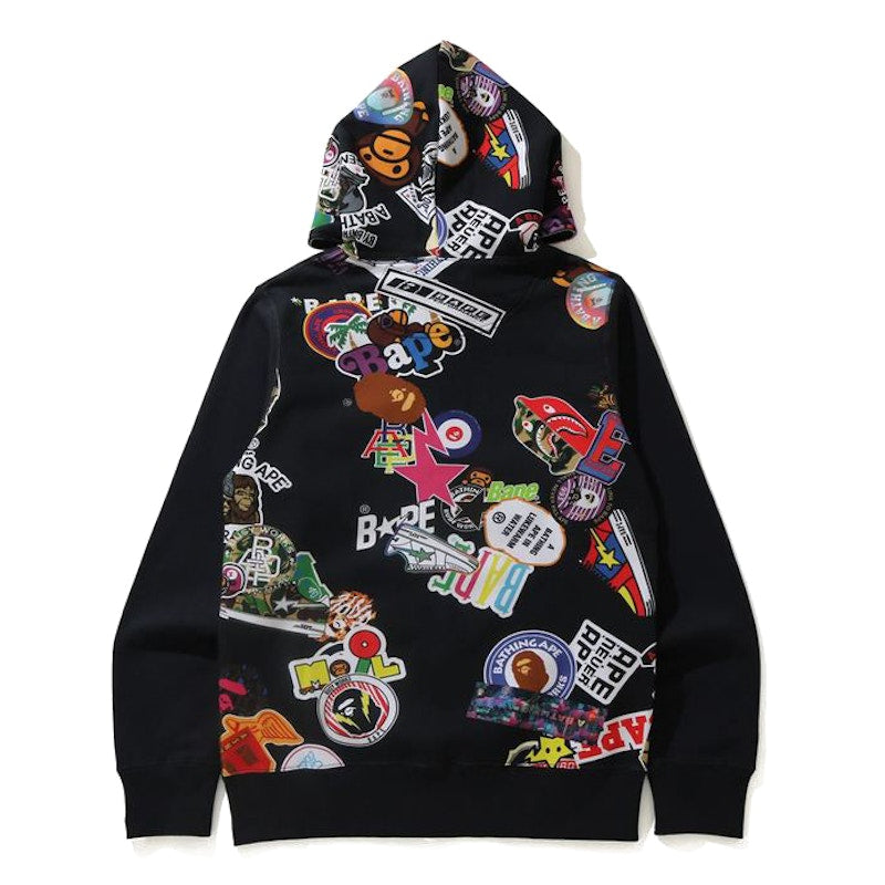 BAPE Multi Motif Print Full Zip Hoodie Black