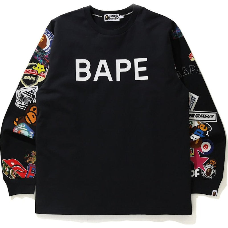 BAPE Multi Motif Print Relaxed L/S Tee Black