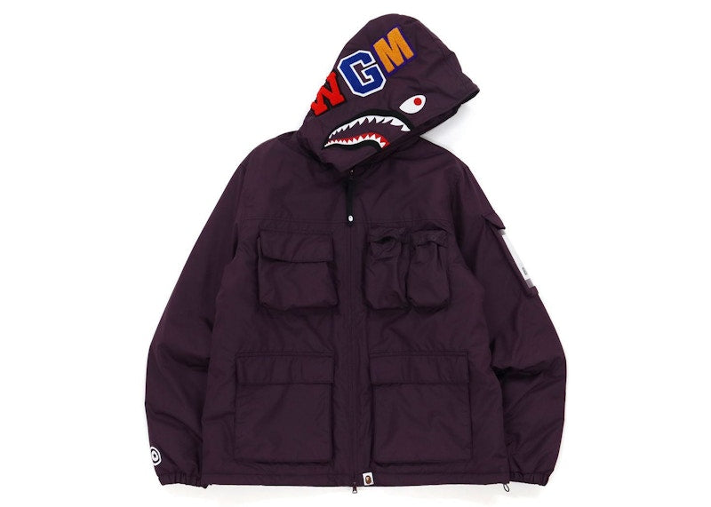BAPE Multi Pocket Shark Hoodie Jacket Purple