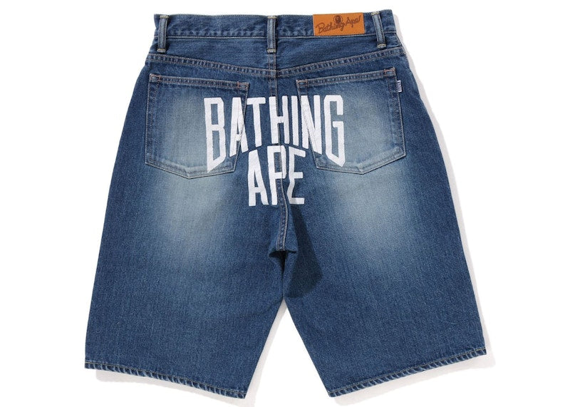BAPE NYC Logo Denim Shorts Light Indigo