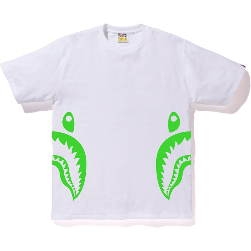 BAPE Neon Bicolor Side Shark Tee White/Green