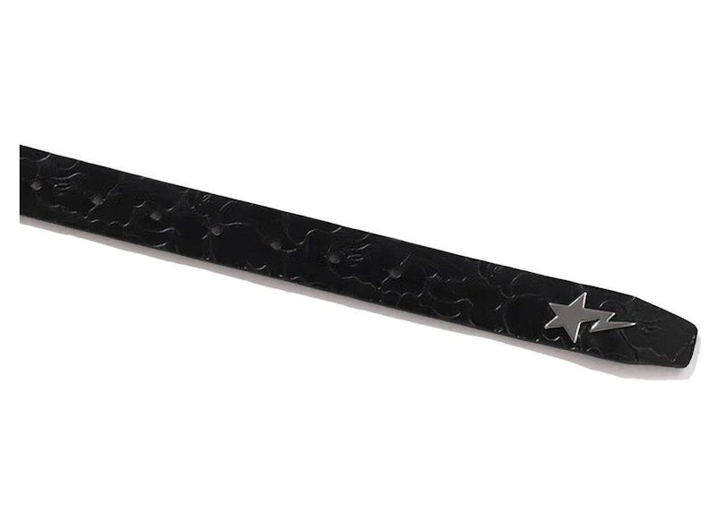 BAPE Neon Camo Narrow Leather Belt Black