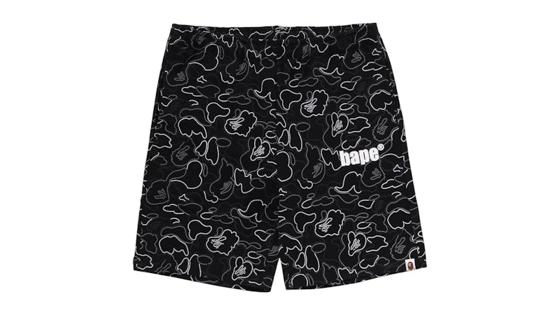 BAPE Neon Camo Regular Fit Sweat Shorts Black