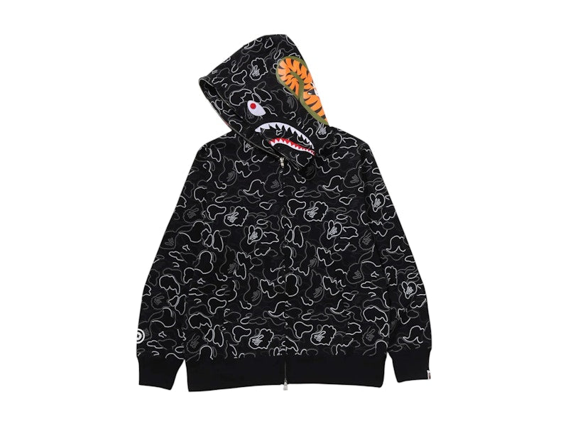 BAPE Neon Camo Shark Full Zip Hoodie Black