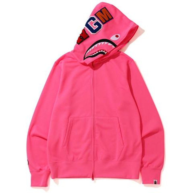 BAPE Neon Shark Full Zip Hoodie Pink