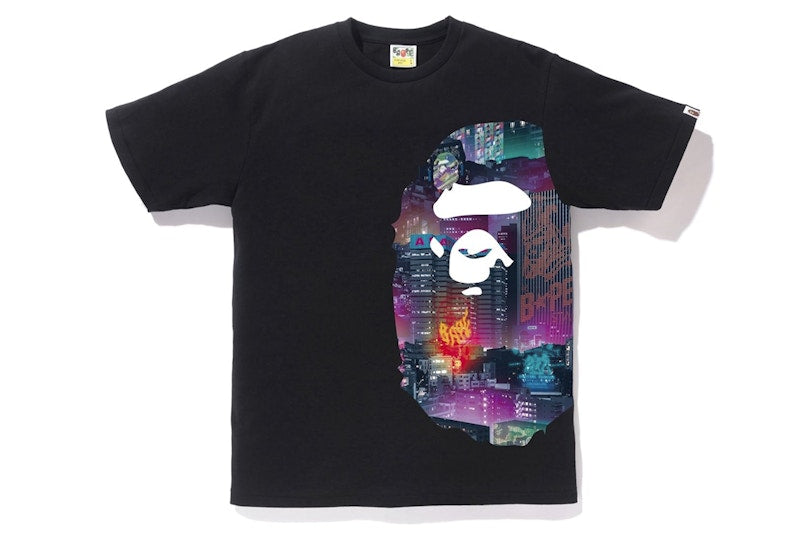 BAPE Neon Tokyo Side Big Ape Head Tee Black