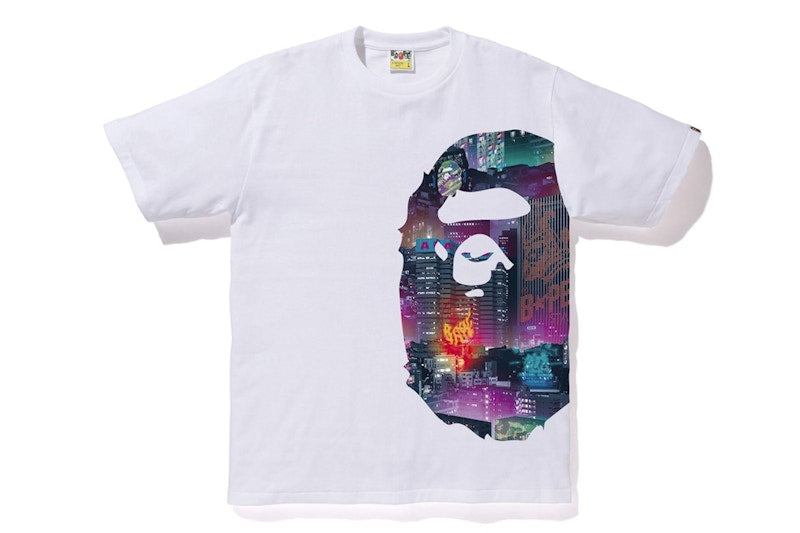 BAPE Neon Tokyo Side Big Ape Head Tee White