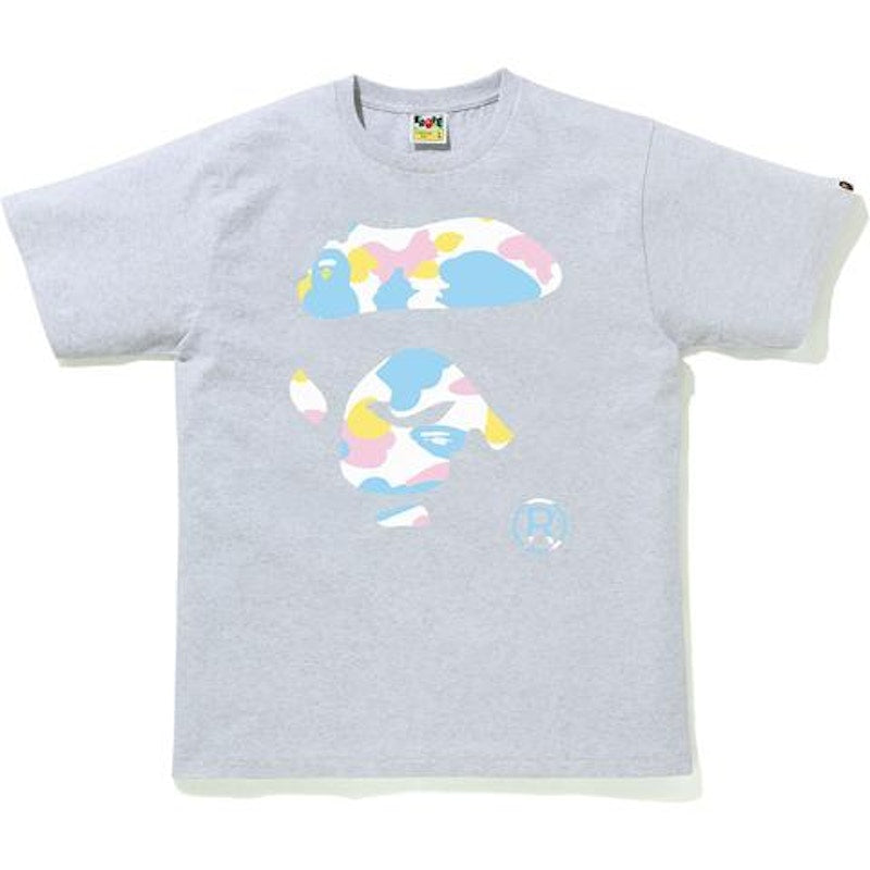 BAPE New Multi Camo Ape Face Tee Gray