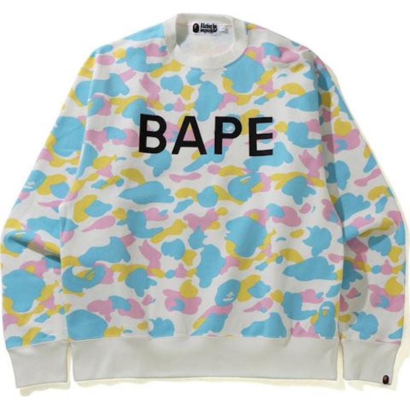 BAPE New Multi Camo Bape Relaxed Crewneck White