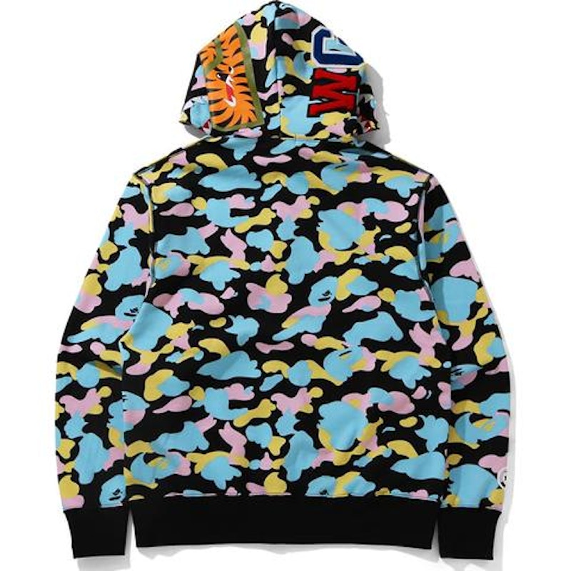 BAPE New Multi Camo Shark Relaxed Full Zip Hoodie Black