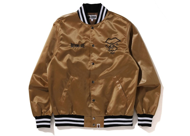BAPE Nylon Varsity Jacket Gold