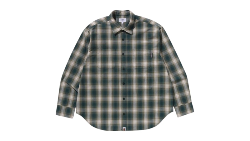 BAPE Ombre Check College Relaxed Fit Shirt Green