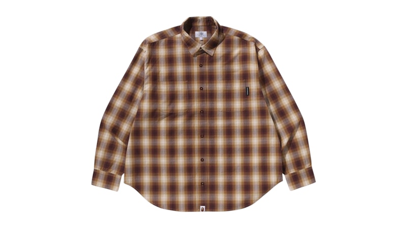 BAPE Ombre Check College Relaxed Fit Shirt Yellow