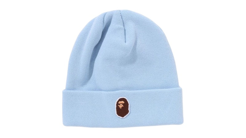 BAPE One Point Ape Head Knit Beanie Beanie Sax Yellow