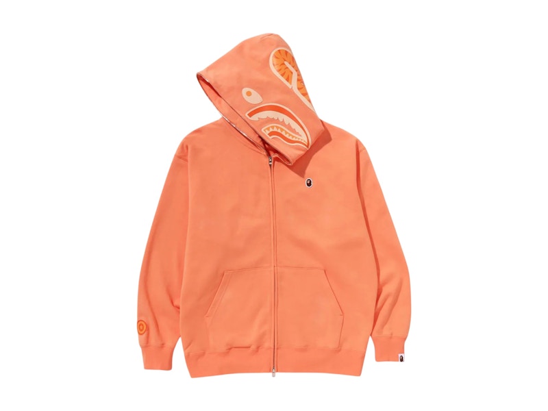 BAPE One Point Ape Head Shark Relaxed Fit Full Zip Hoodie Orange