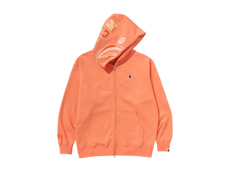 BAPE One Point Ape Head Shark Relaxed Fit Full Zip Hoodie Orange