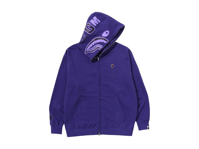 BAPE One Point Ape Head Shark Relaxed Fit Full Zip Hoodie Purple