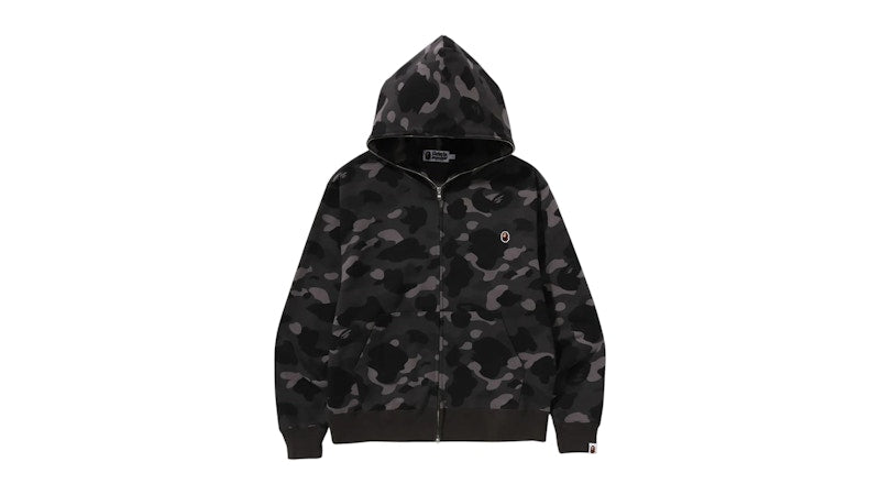 BAPE One Point Color Camo Cropped Full Zip Hoodie Black
