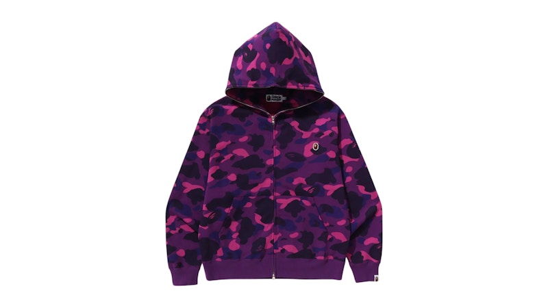 BAPE One Point Color Camo Cropped Full Zip Hoodie Purple