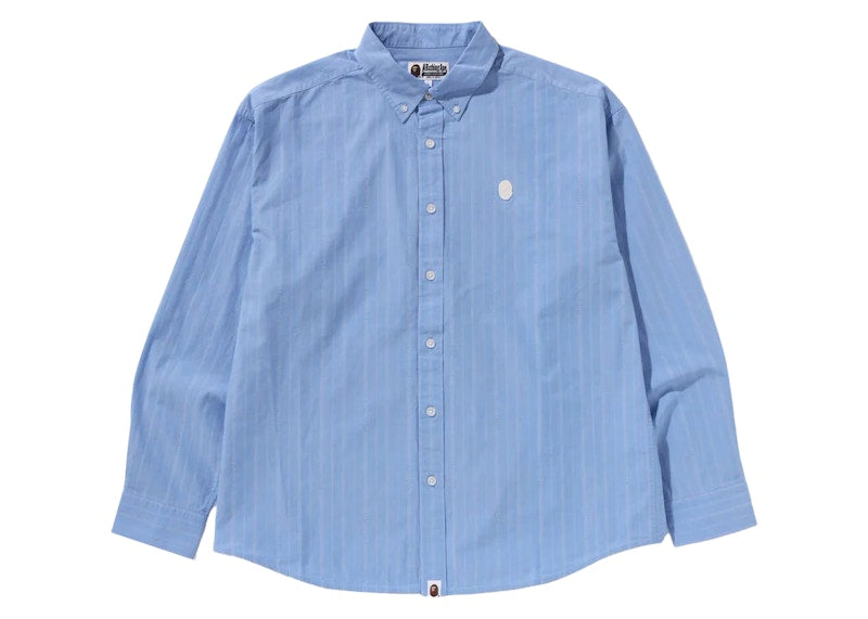 BAPE One Point Stripe Poplin L/S Shirt Blue