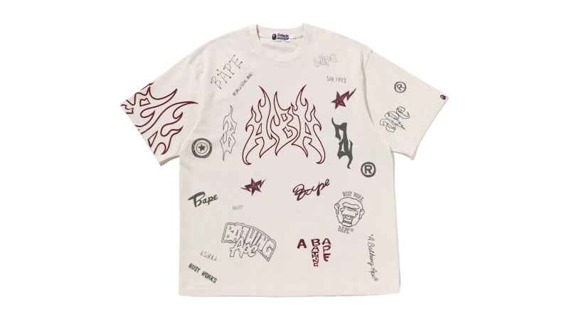 BAPE Overall Print Relaxed Fit Tee Ivory