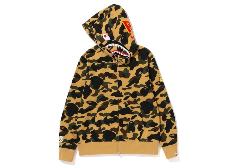BAPE PONR 1St Camo Shark Full Zip Hoodie Yellow