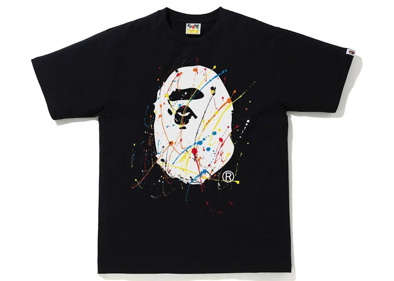 BAPE Paint Splatter Ape Head Tee Black