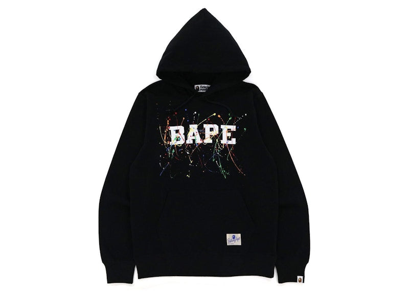 BAPE Paint Splatter Pullover Hoodie Black