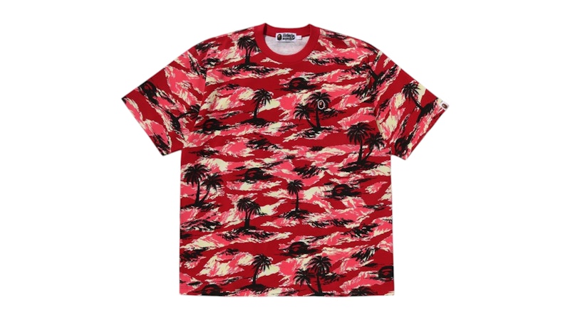 BAPE Palm Tree Camo One Point Relaxed Fit Tee Red