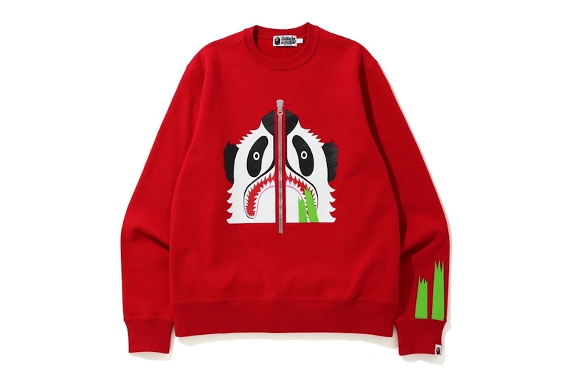 BAPE Panda Wide Crewneck Red