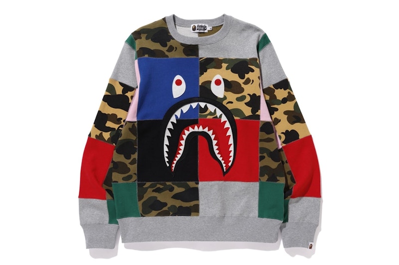 BAPE Patchwork Shark Wide Crewneck Multi