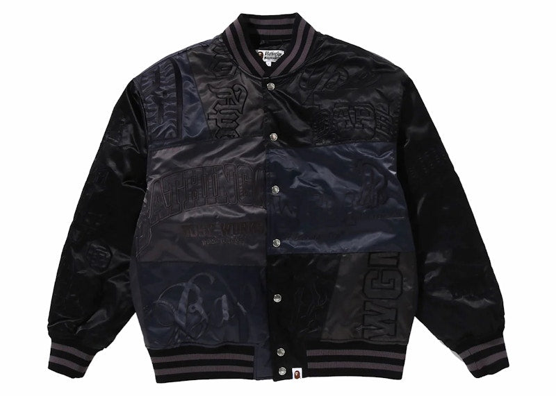 BAPE Patchwork Varsity Jacket Black