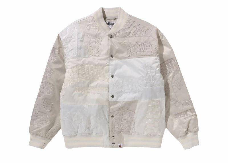 BAPE Patchwork Varsity Jacket Ivory