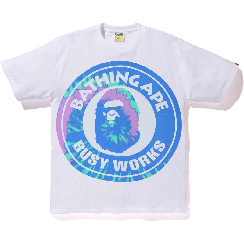 BAPE Pigment Tie Dye Big Busy Works Tee White/Blue