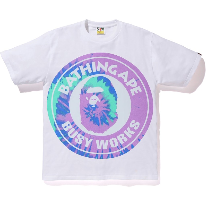 BAPE Pigment Tie Dye Big Busy Works Tee White/Purple