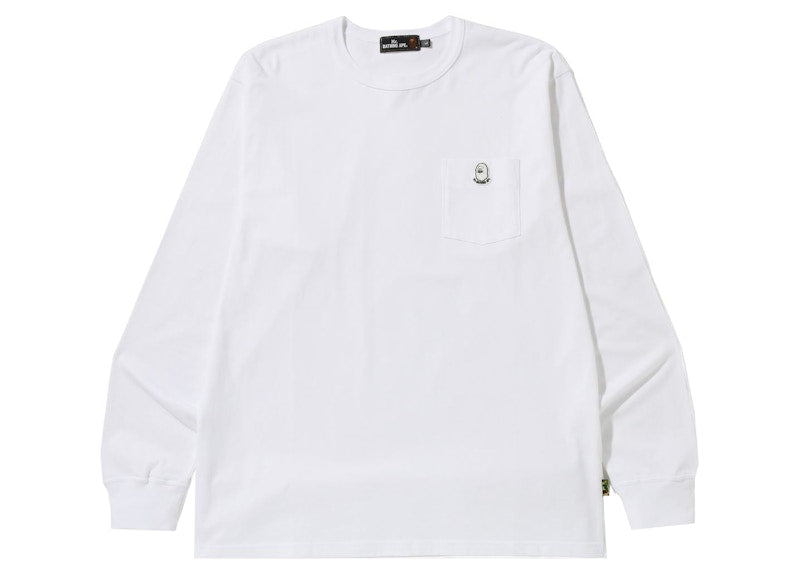 BAPE Pocket Wide Fit L/S Tee White