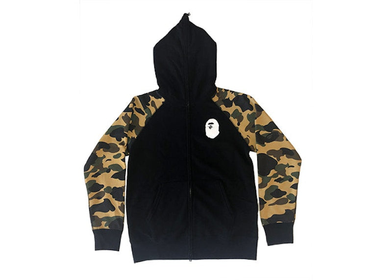 BAPE Premium Happy New Year 1st Camo Sleeves Full Zip Hoodie (SS20) Black/Yellow