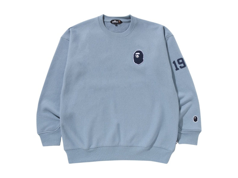 BAPE Pull Over Crewneck Sweat Shirt Sax