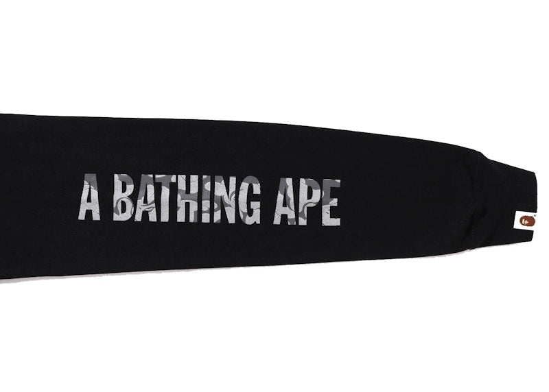 BAPE Reflective Solid Camo Ape Head Relaxed Fit Pocket L/S Tee Black