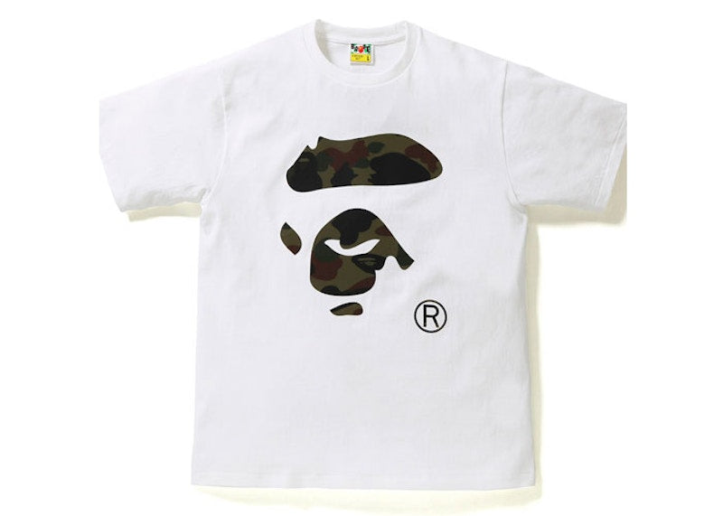 BAPE Reflector 1st Camo Ape Face Tee White/Green