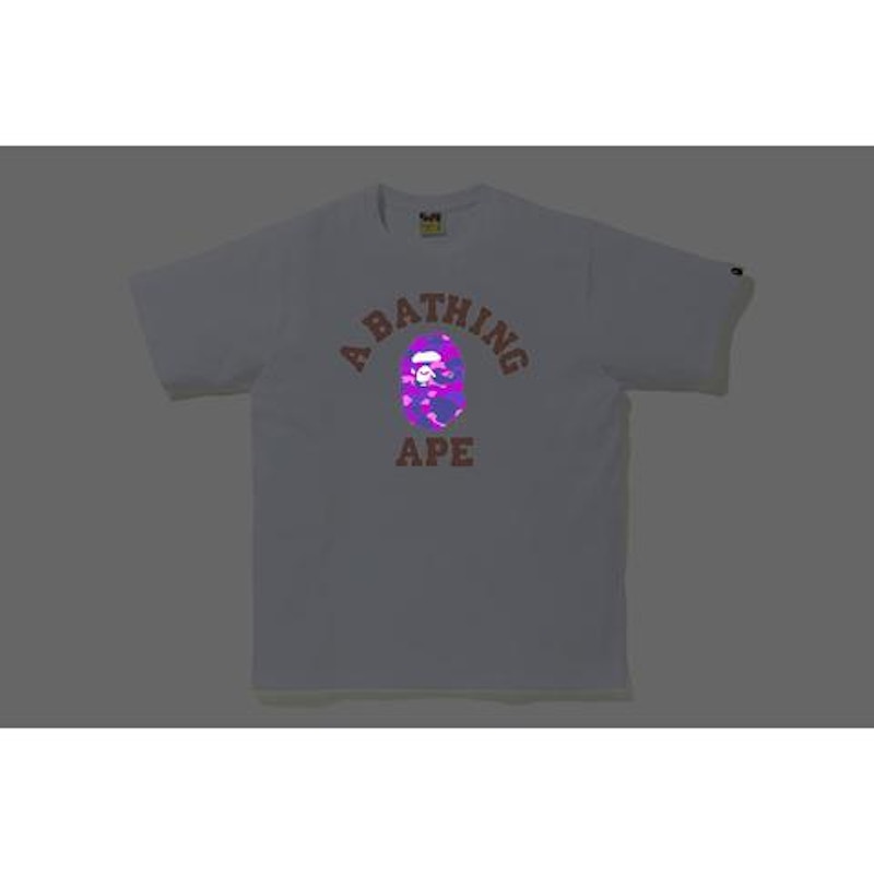 BAPE Reflector Color Camo College T-shirt White/Purple