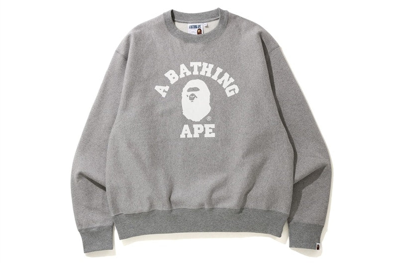 BAPE Relaxed Classic College Crewneck Grey