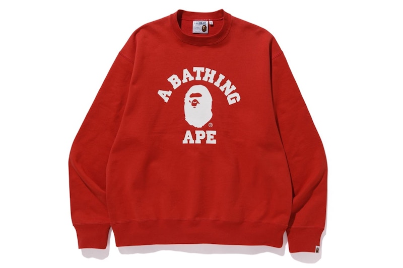 BAPE Relaxed Classic College Crewneck Red