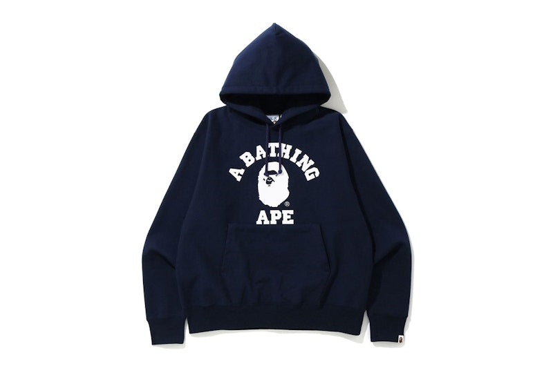 BAPE Relaxed Classic College Pullover Hoodie Navy