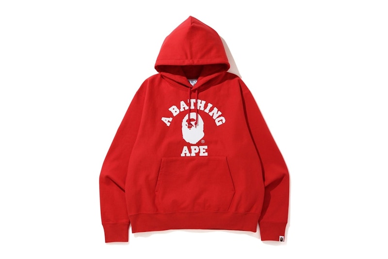 BAPE Relaxed Classic College Pullover Hoodie Red