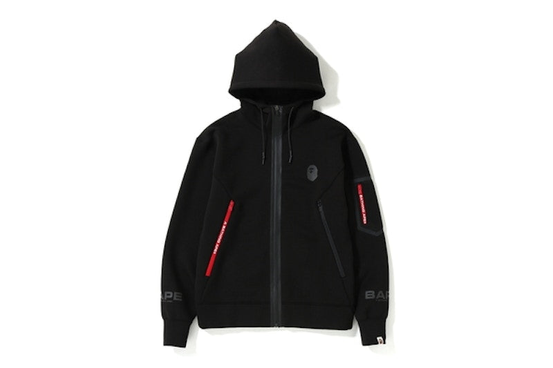 BAPE Relaxed Double Knit Full Zip Hoodie Black